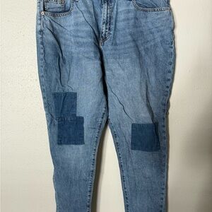 Universal Thread Relaxed Blue Jeans with Patchwork